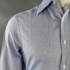 MICHAEL BASTIAN Size 38 Blue Quilted Cotton Spread Collar Long Sleeve Shirt