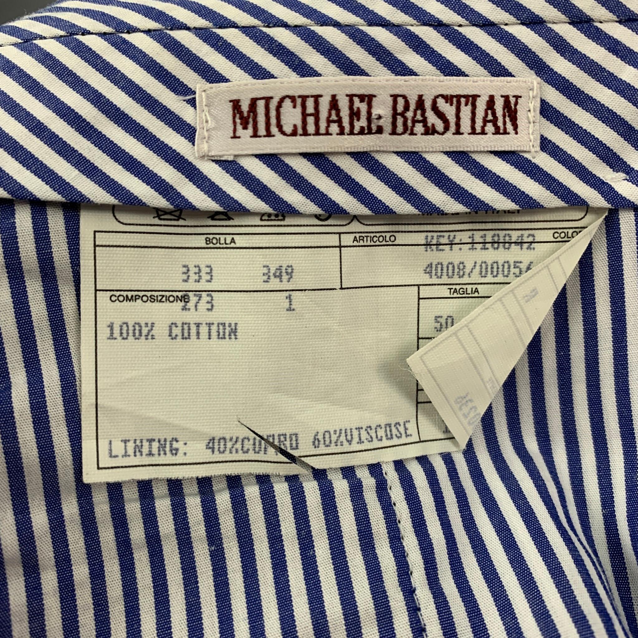 MICHAEL BASTIAN Size 40 Navy & Red Plaid Cotton Peak Lapel Suit 2