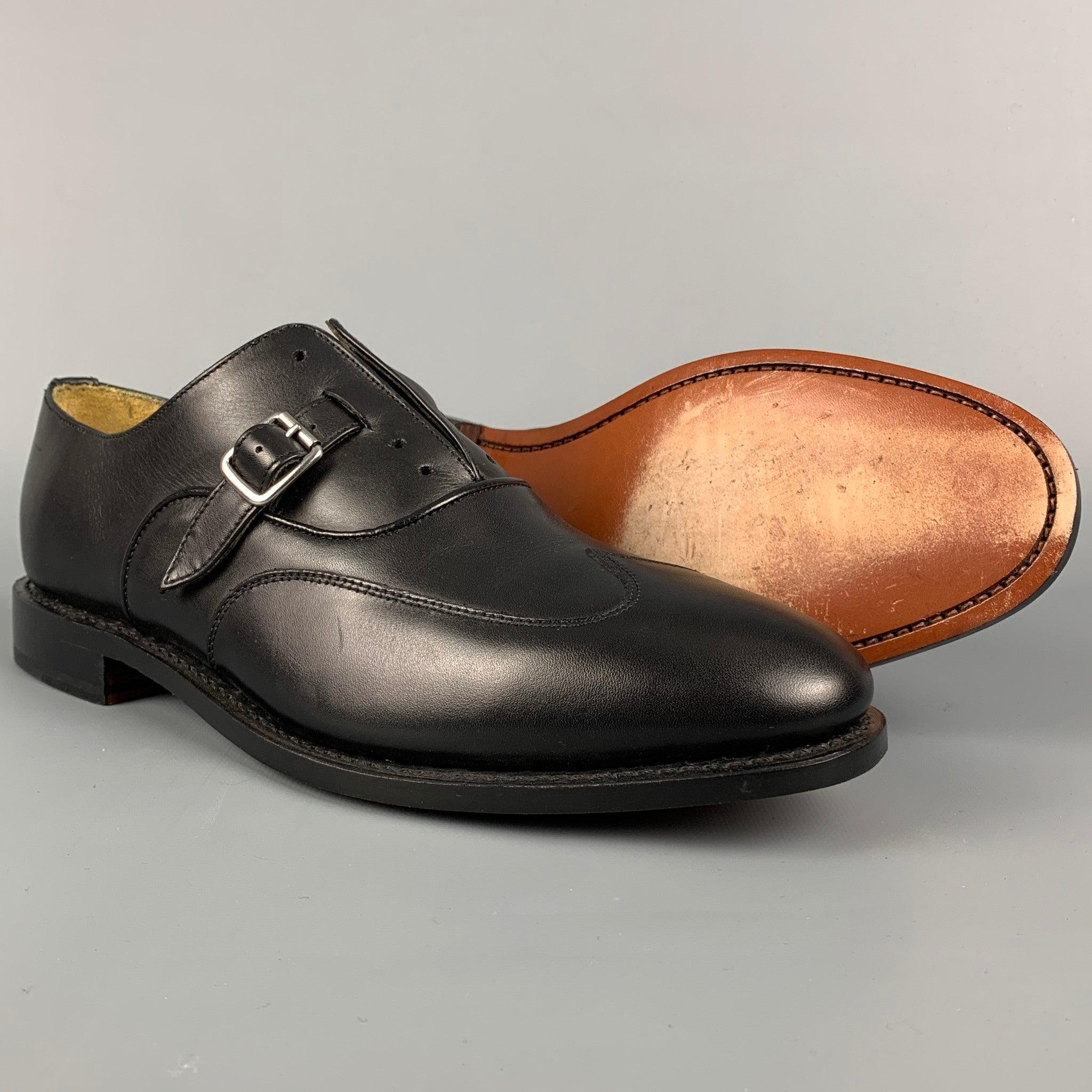 MICHAEL BASTIAN Size 8.5 Black Leather Monk Strap Lace Up Shoes In Good Condition For Sale In San Francisco, CA