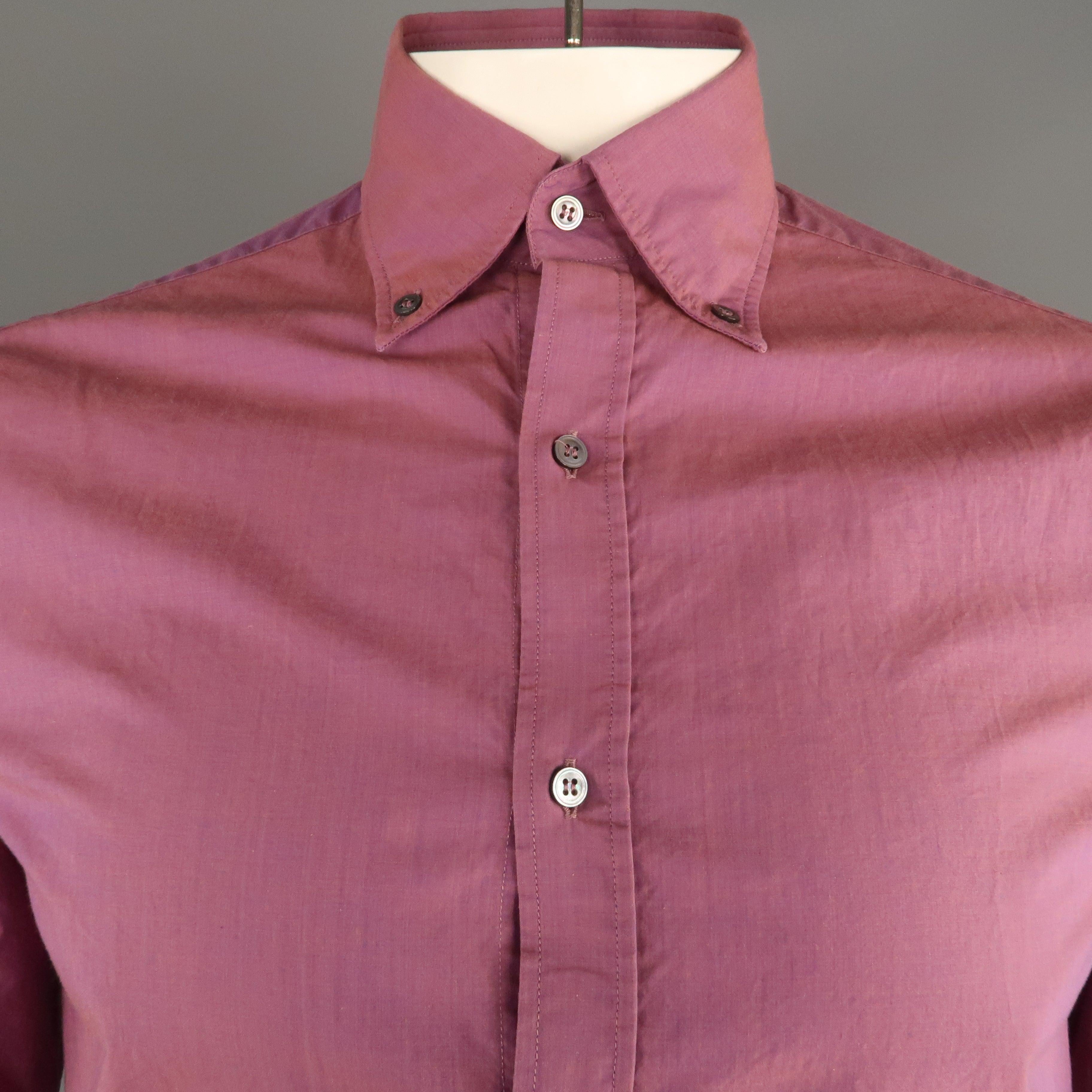 MICHAEL BASTIAN long sleeve shirt comes in a magenta cotton featuring a button-down collar. Comes with tag. Made in Italy.
Very Good Pre-Owned Condition.
 

Marked:   39/15.5
 

Measurements: 
  
l	Shoulder: 
18.5 inches  
l	Chest: 42 inches 
