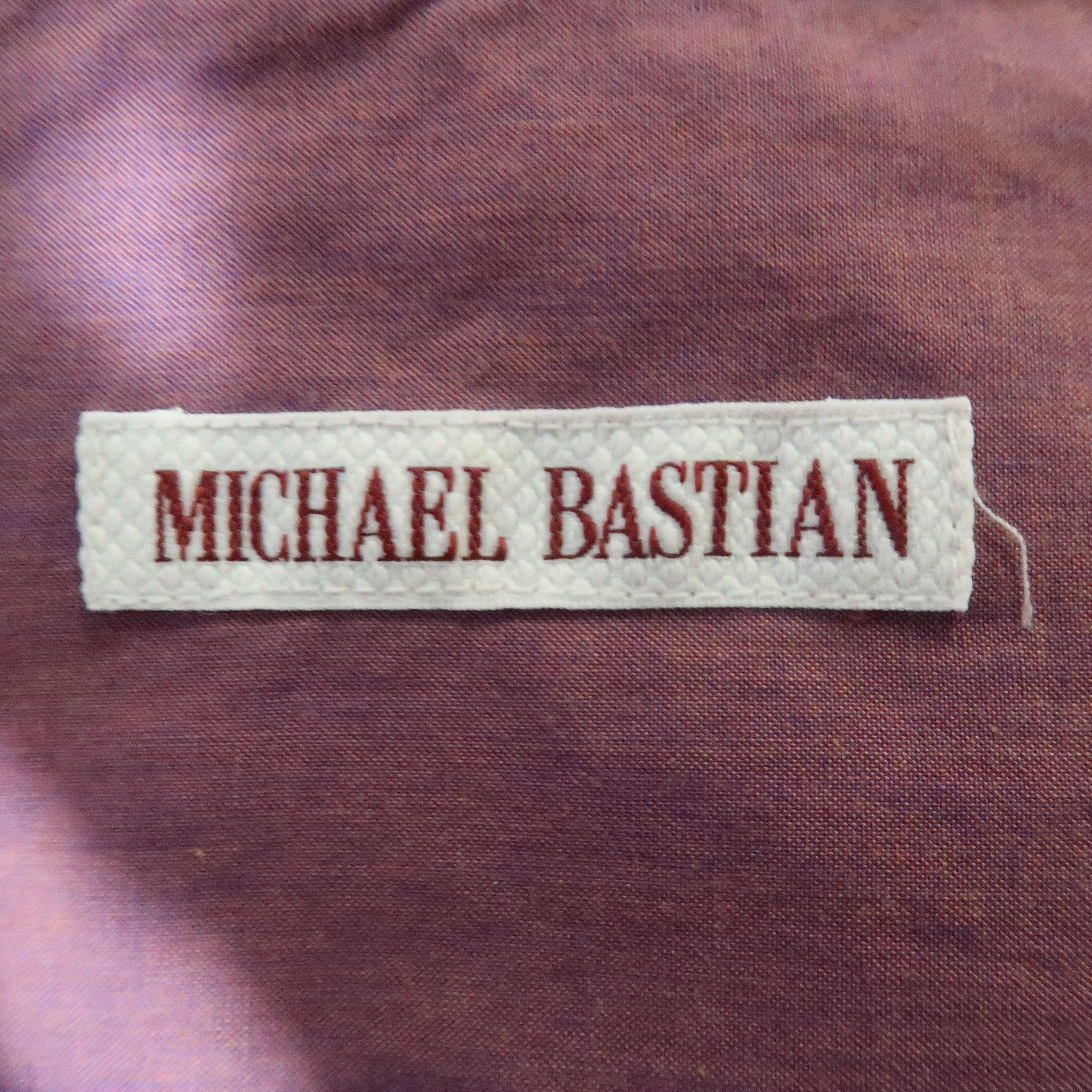 MICHAEL BASTIAN Size S Magenta Solid Cotton Button Up Long Sleeve Shirt For Sale 1