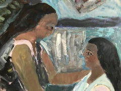 "Escena Interior Mexicana con Figuras y Peces" Estilo Expresionista