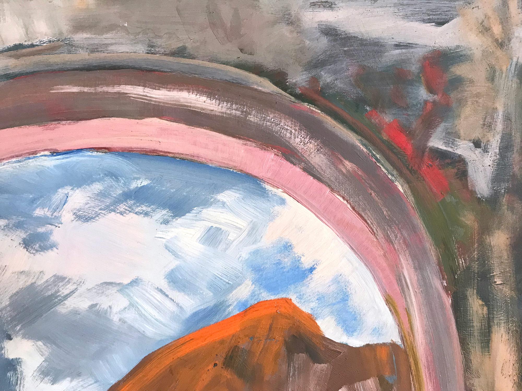 Un fuerte óleo modernista pintado a mediados de siglo por el pintor ruso Michael Baxte. Conocido sobre todo por sus figuras abstractas sobre lienzo o escenas callejeras, esta pieza es una maravillosa representación de sus retratos en paisajes de