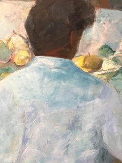 "Artista pintando bodegón" Pintura al óleo sobre lienzo de estilo expresionista