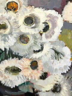 "Bodegón con maceta de flores" Pintura al óleo de estilo expresionista sobre masonita