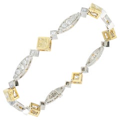 Michael Beaudry 3.95 Carat Natural Fancy Yellow Diamond Platinum Gold Bracelet