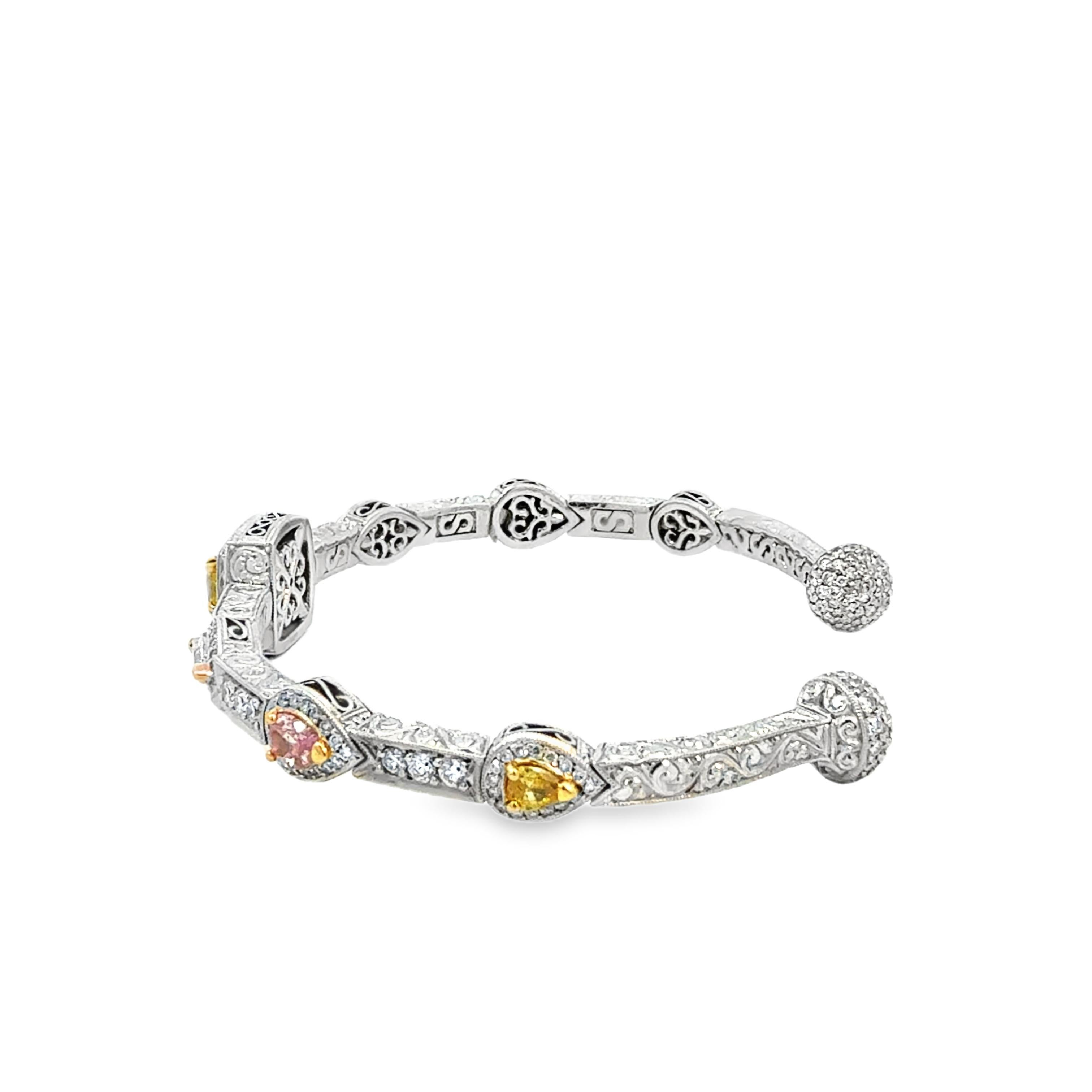 Contemporaneo Bracciale con diamanti colorati di Michael Beaudry in vendita