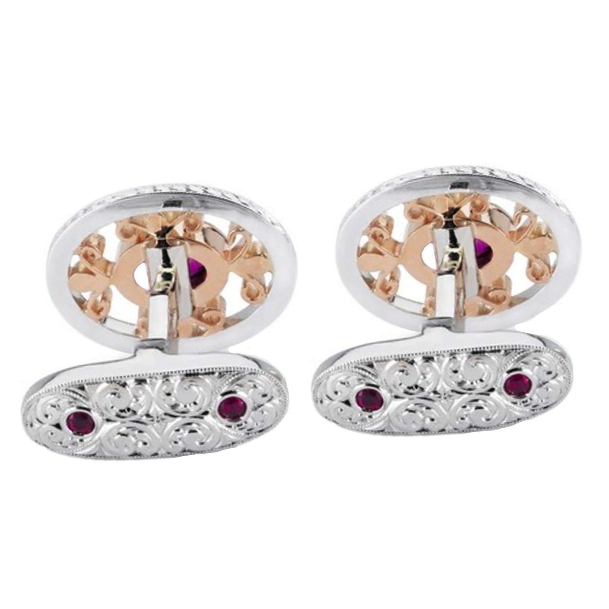 Michael Beaudry Fleur-de-Lis Rubin-Diamant-Manschettenknöpfe GIA (Moderne) im Angebot