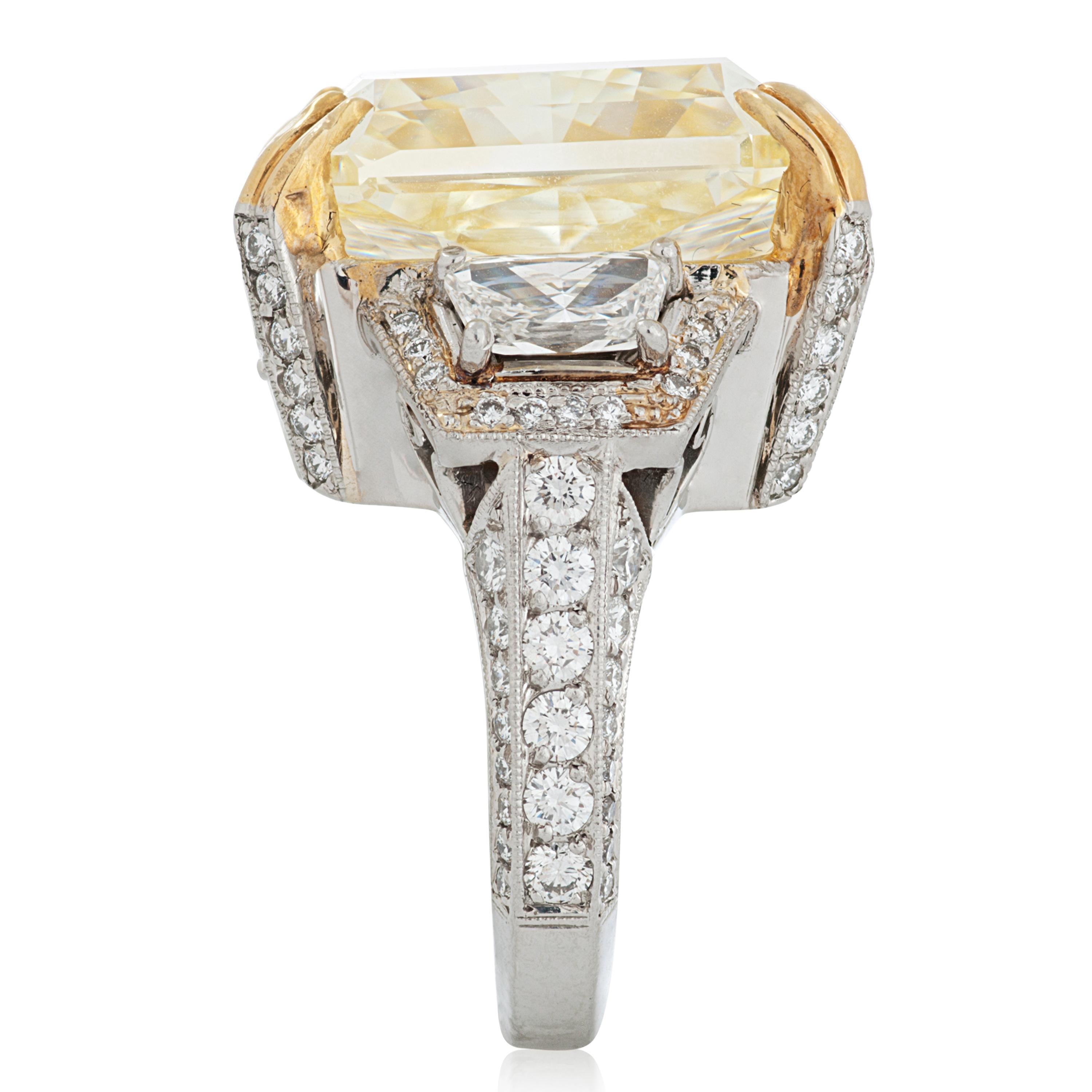 Michael Beaudry Platinring mit GIA-zertifiziertem 21,57 Karat gelbem Fancy-Diamant im Zustand „Hervorragend“ im Angebot in Philadelphia, PA