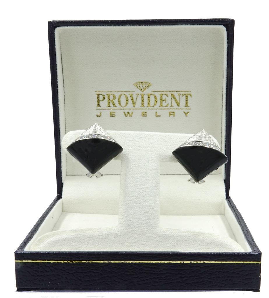 Michael Beaudry Onyx and Diamond Earrings with .40 CTW of Diamonds in Platinum For Sale 4