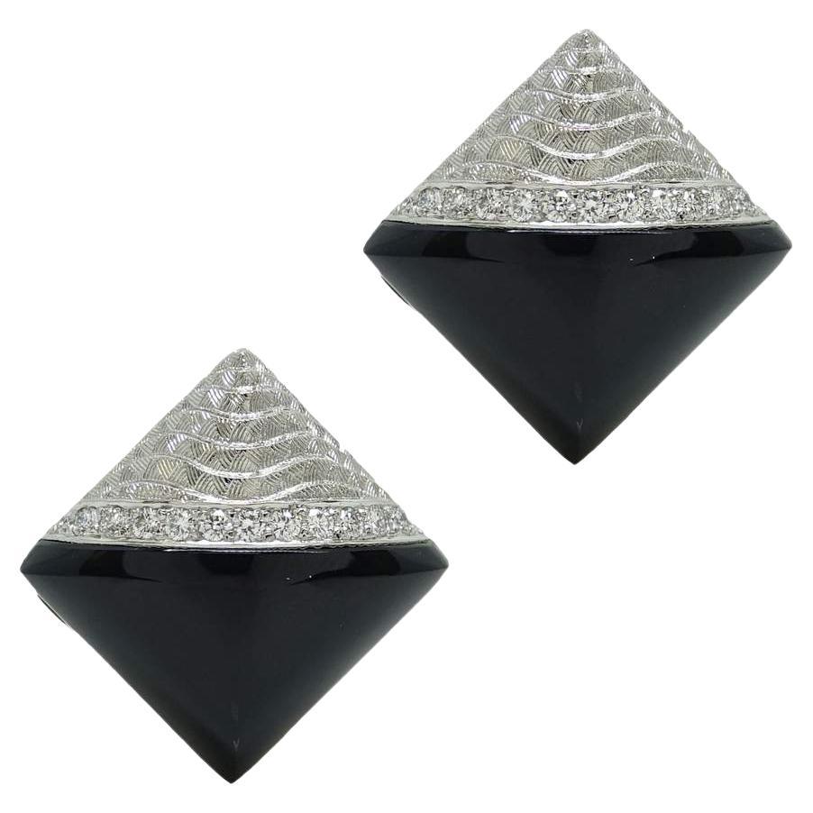 Michael Beaudry Onyx and Diamond Earrings with .40 CTW of Diamonds in Platinum For Sale