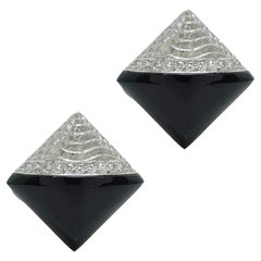 Michael Beaudry Onyx and Diamond Earrings with .40 CTW of Diamonds in Platinum