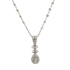 Michael Beaudry Pendentif en diamant en forme de poire sur chaîne en platine et diamants sur chaîne en diamant