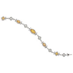 Michael Beaudry Platinum & 18k Yellow Gold White & Fancy Color Diamond Bracelet