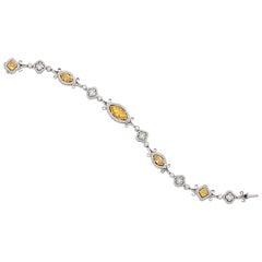 Michael Beaudry Bracciale in platino e oro giallo 18k con diamanti bianchi e colorati