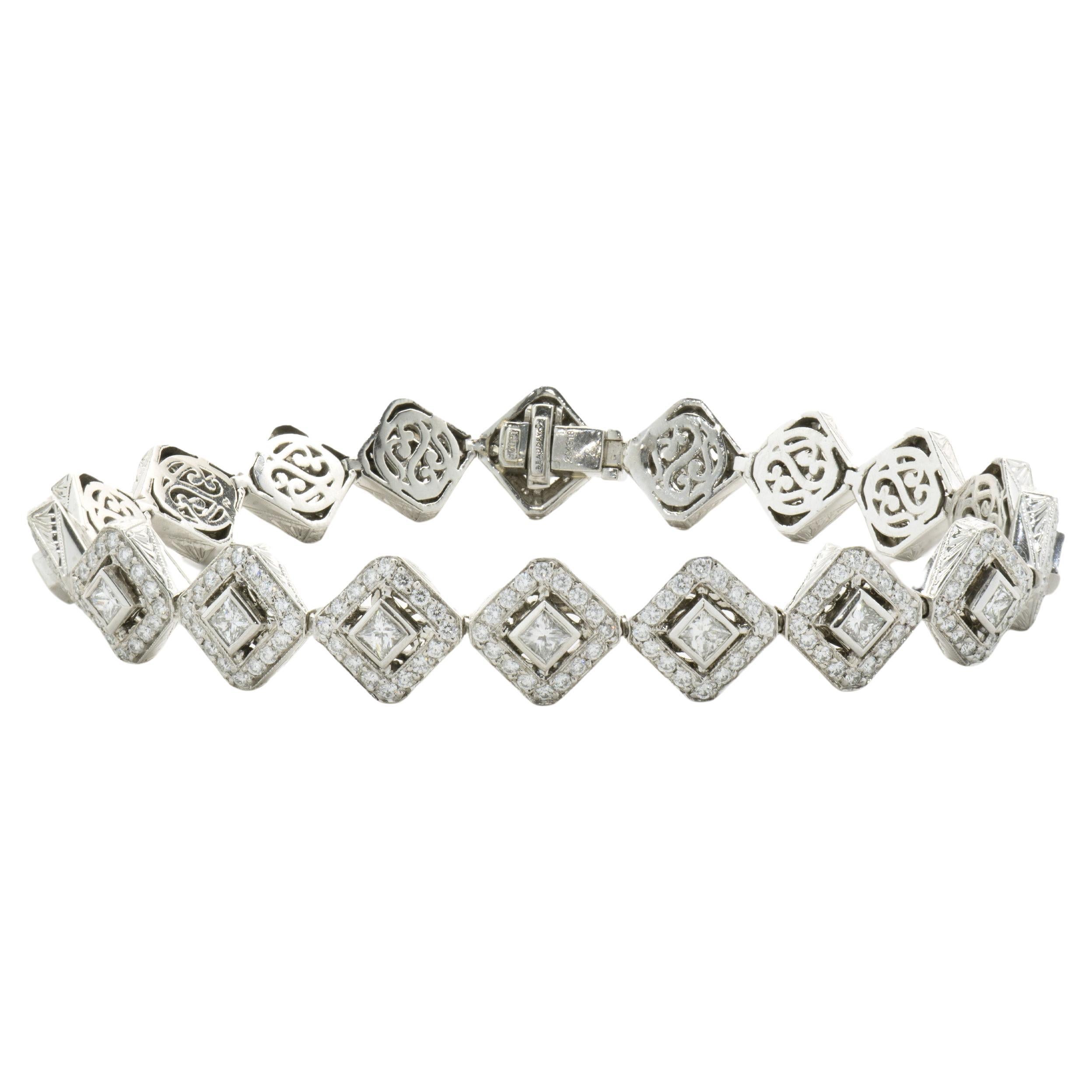 Michael Beaudry Platinum Diamond Kite Shape Inline Bracelet For Sale