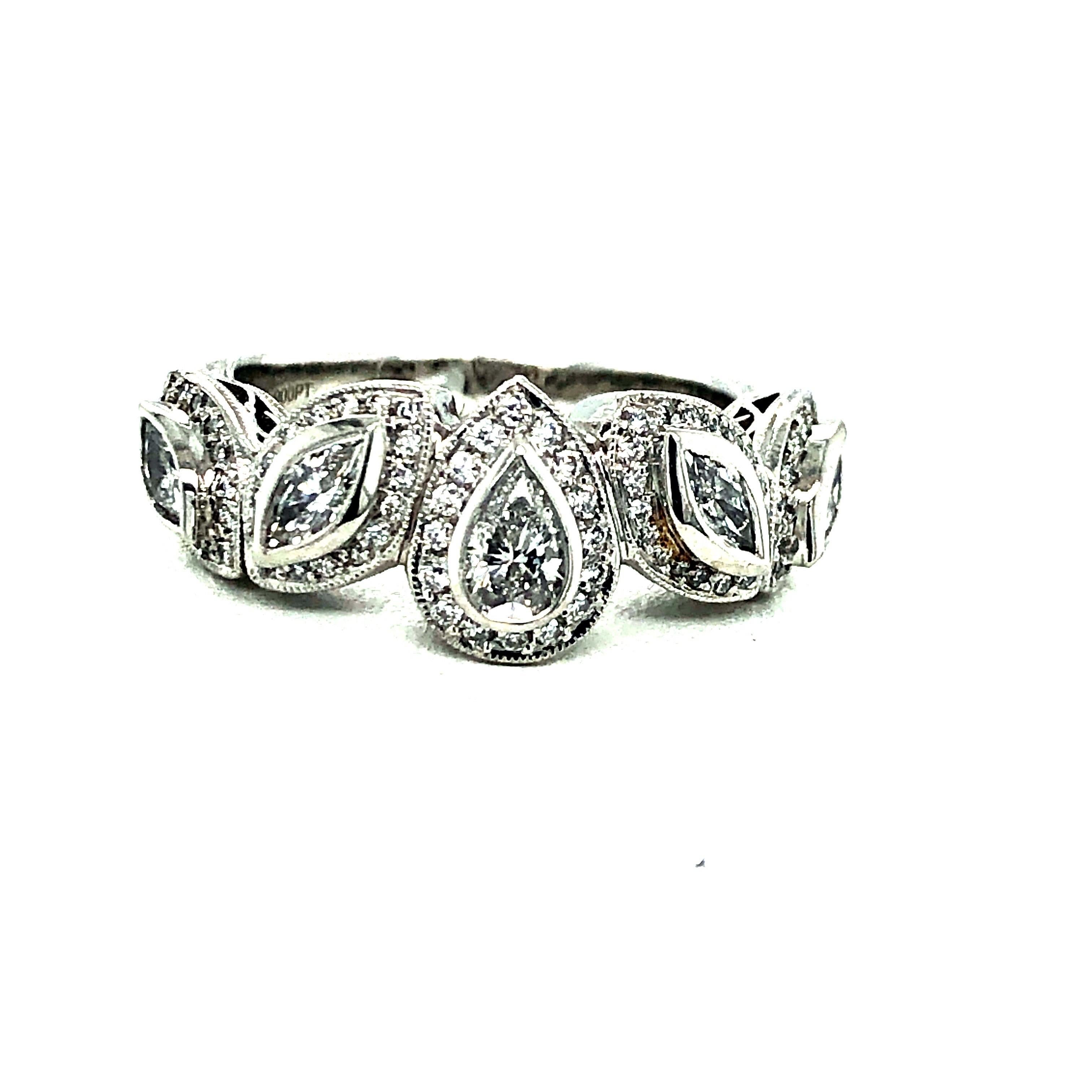 Pear Cut Michael Beaudry Platinum Diamond Ring