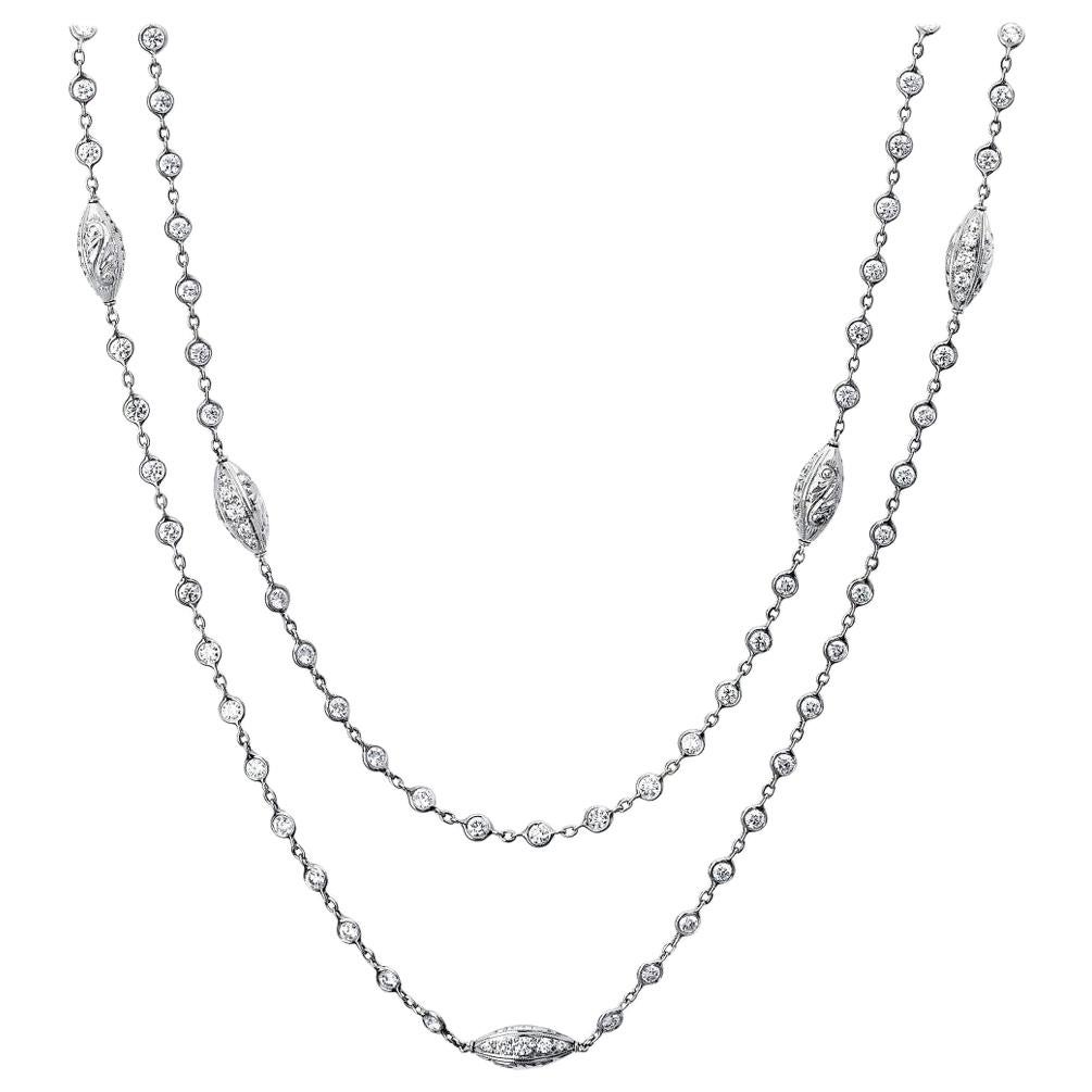 Michael Beaudry Platinum Necklace 80 Diamonds 5.50 Carat Argyle Station For Sale