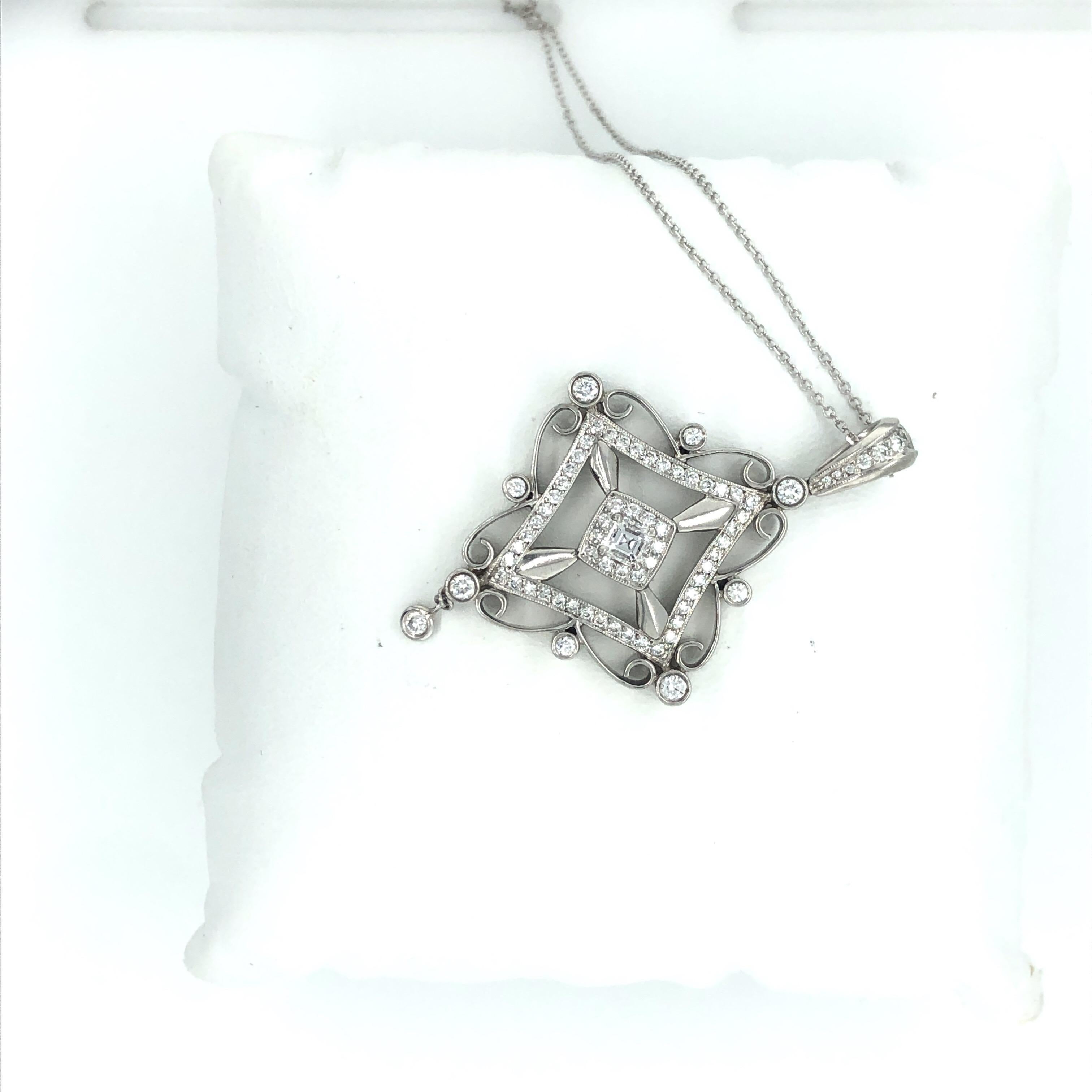 Michael Beaudry Platinum Ornate Diamond Pendant In Good Condition For Sale In Dallas, TX