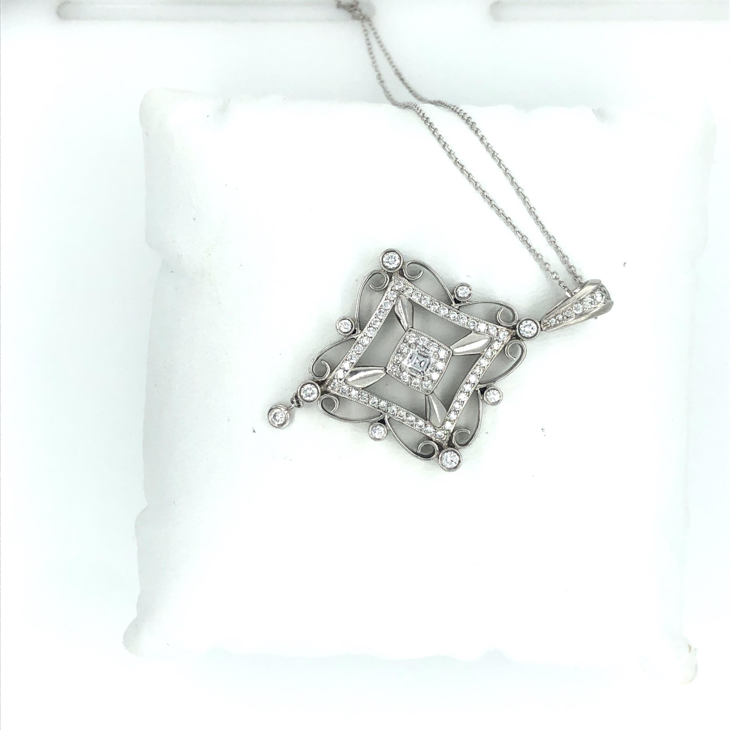 Michael Beaudry Platinum Ornate Diamond Pendant For Sale 1