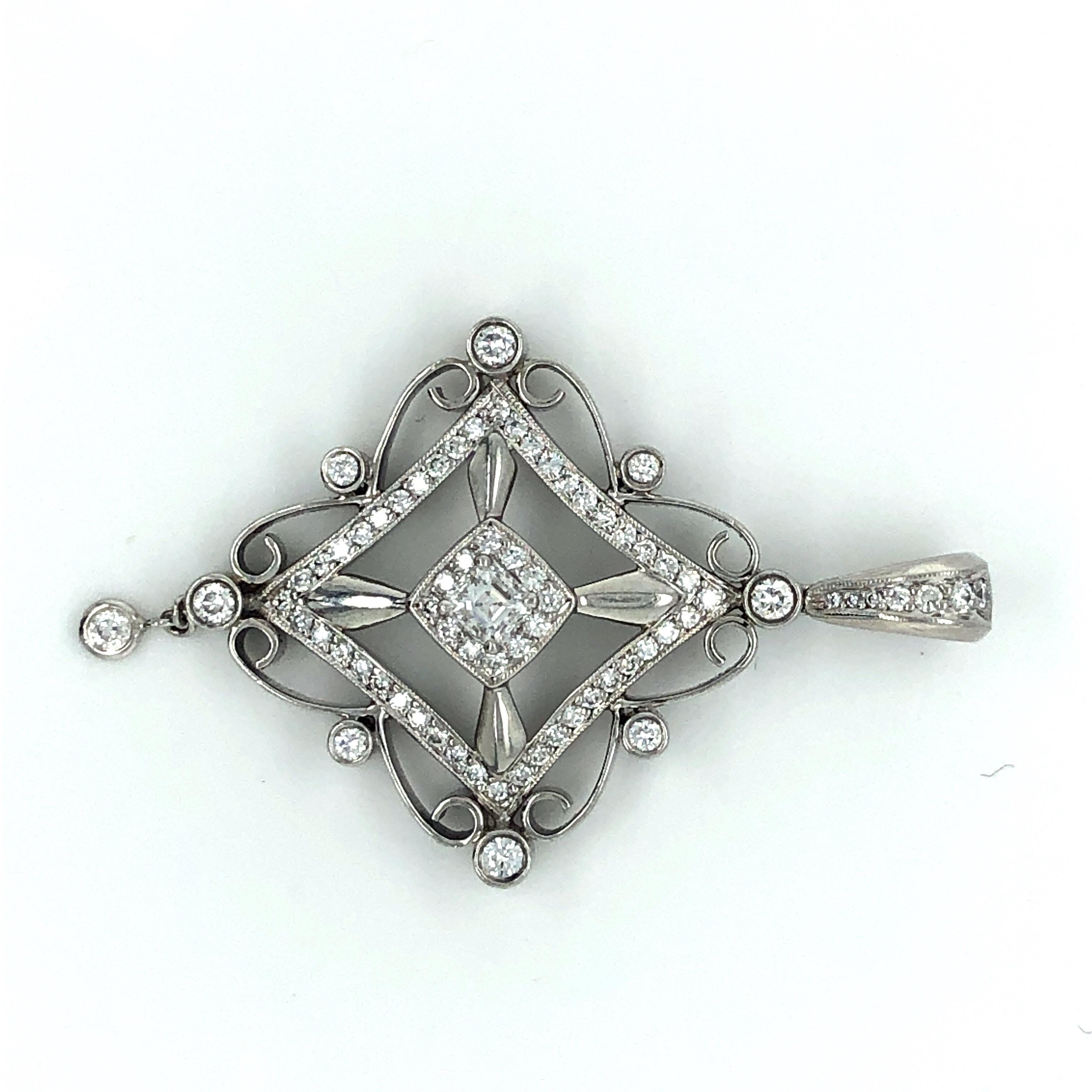Michael Beaudry Platinum Ornate Diamond Pendant For Sale 2