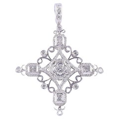 Michael Beaudry Signed Handmade Platinum Diamond Maltese Cross Pendant