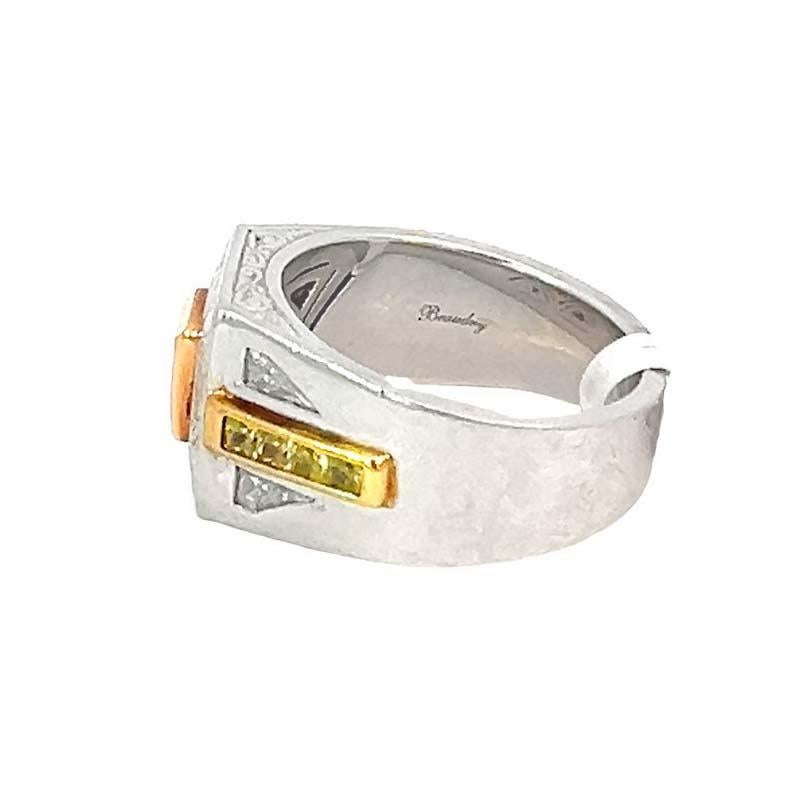 Moderne Michael Beaudry Bague de cocktail en diamants jaunes et roses en vente