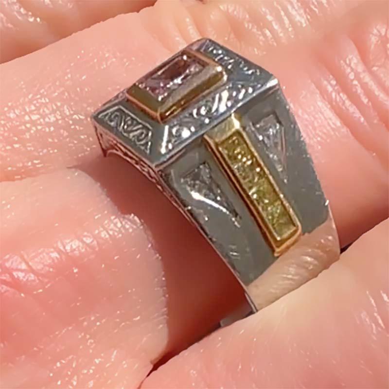 Michael Beaudry Bague de cocktail en diamants jaunes et roses en vente 1