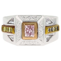Anello da cocktail con diamanti gialli e rosa di Michael Beaudry