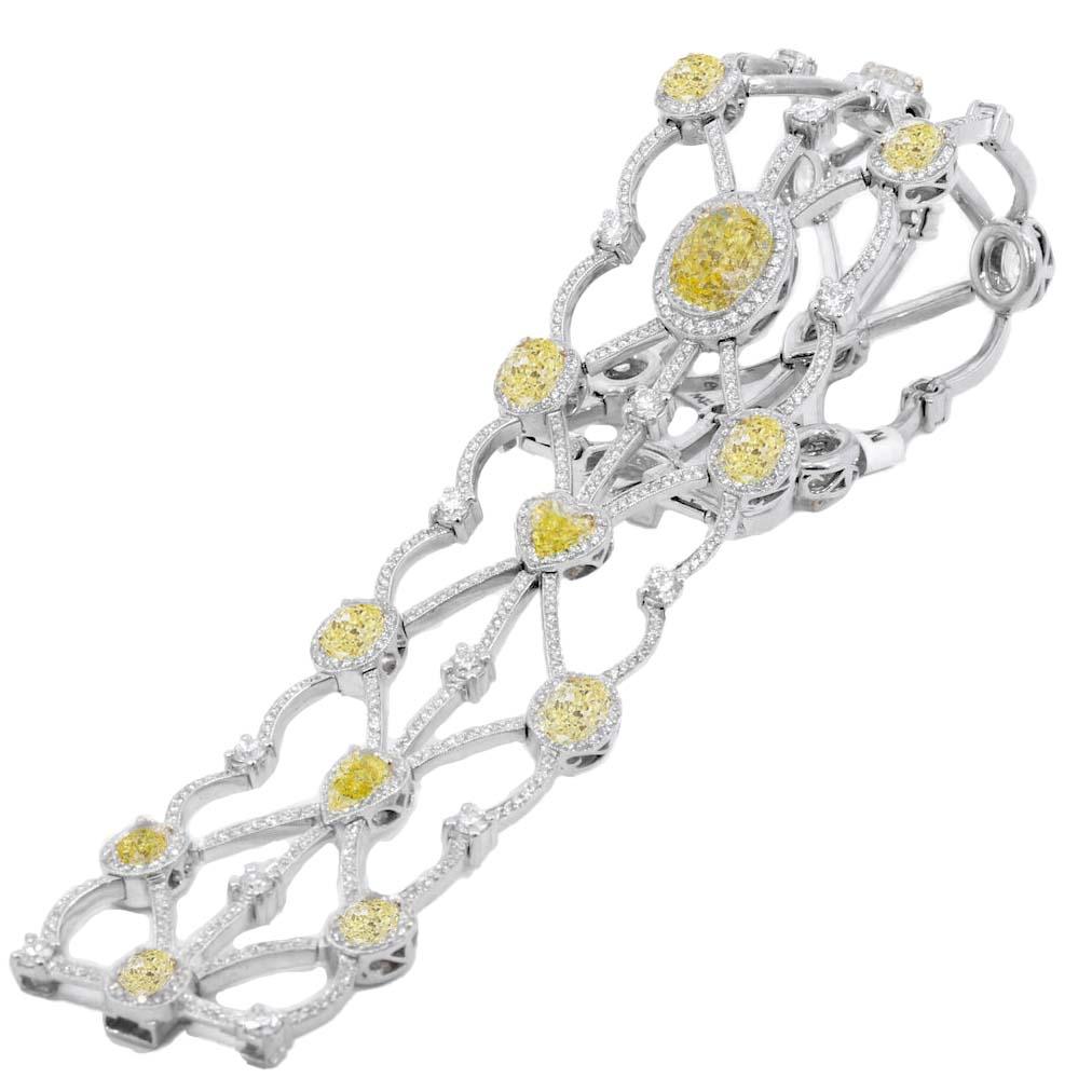 Michael Beaudry Bracciale con diamanti gialli e bianchi a reticolo In condizioni Nuovo in vendita a Beverly Hills, CA