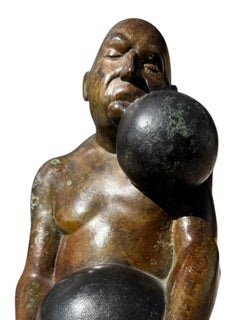 Michael Bergt Cast Bronze Statue "On a Roll" on Wooden Base