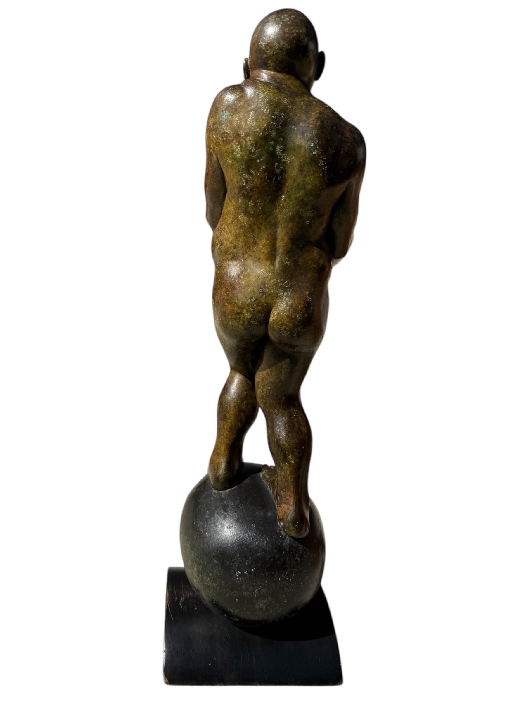 XX secolo Statua in bronzo fuso di Michael Bergt 