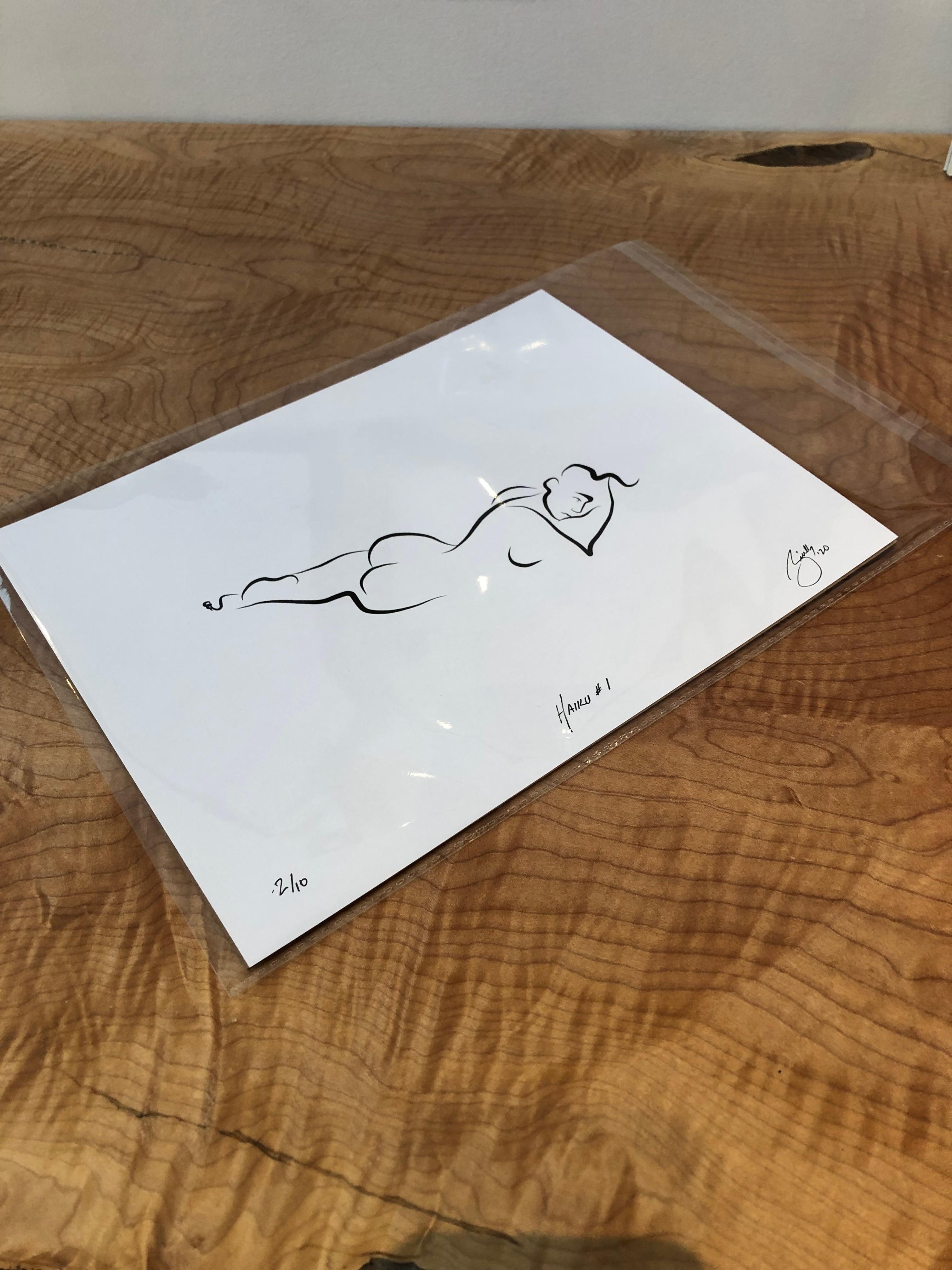 Haiku #1, 1/50 - Digital Vector Drawing Reclining Female Nude Woman Figure - Print by Michael Binkley