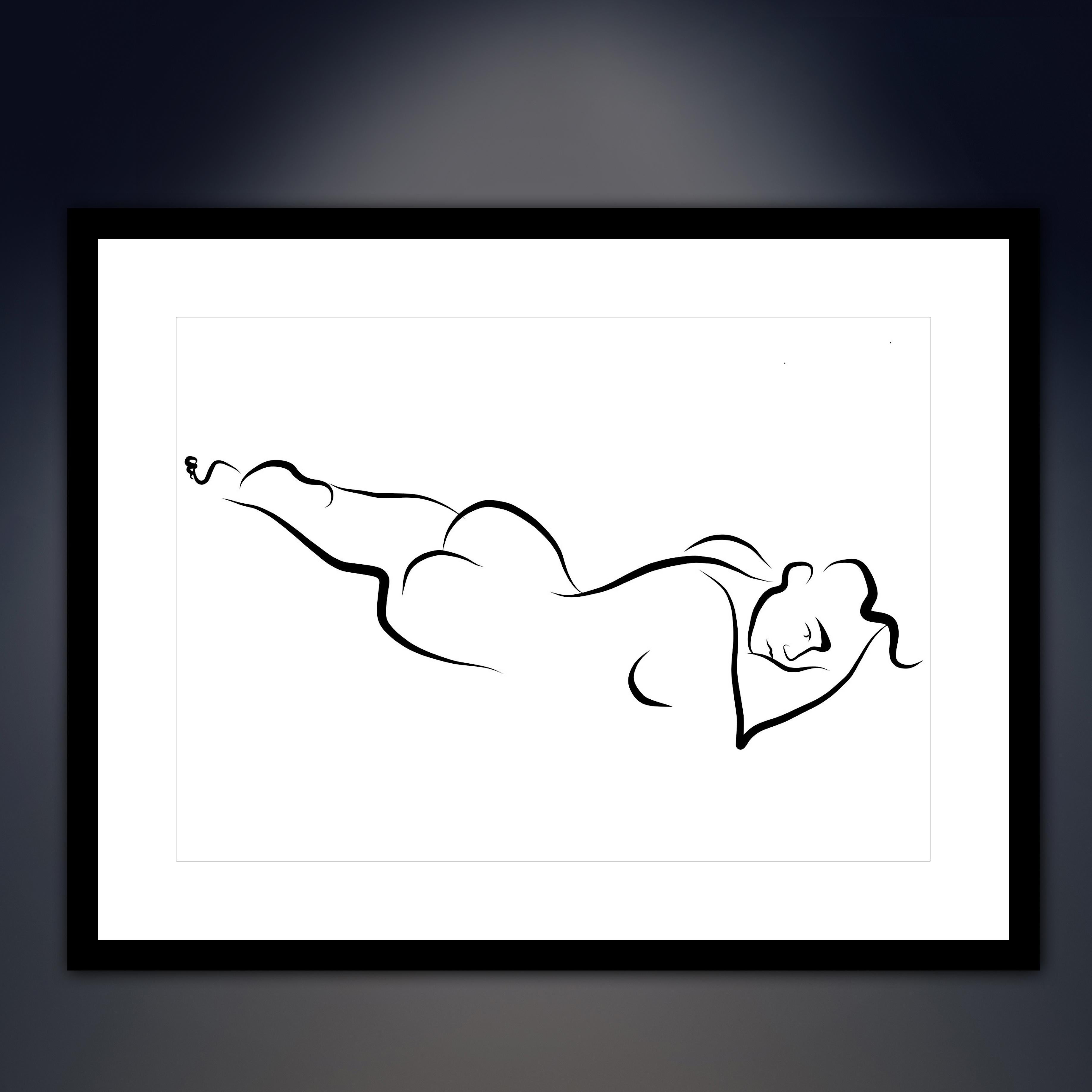 Haiku #1, 1/50 - Digital Vector Drawing Reclining Female Nude Woman Figure - Contemporary Print by Michael Binkley