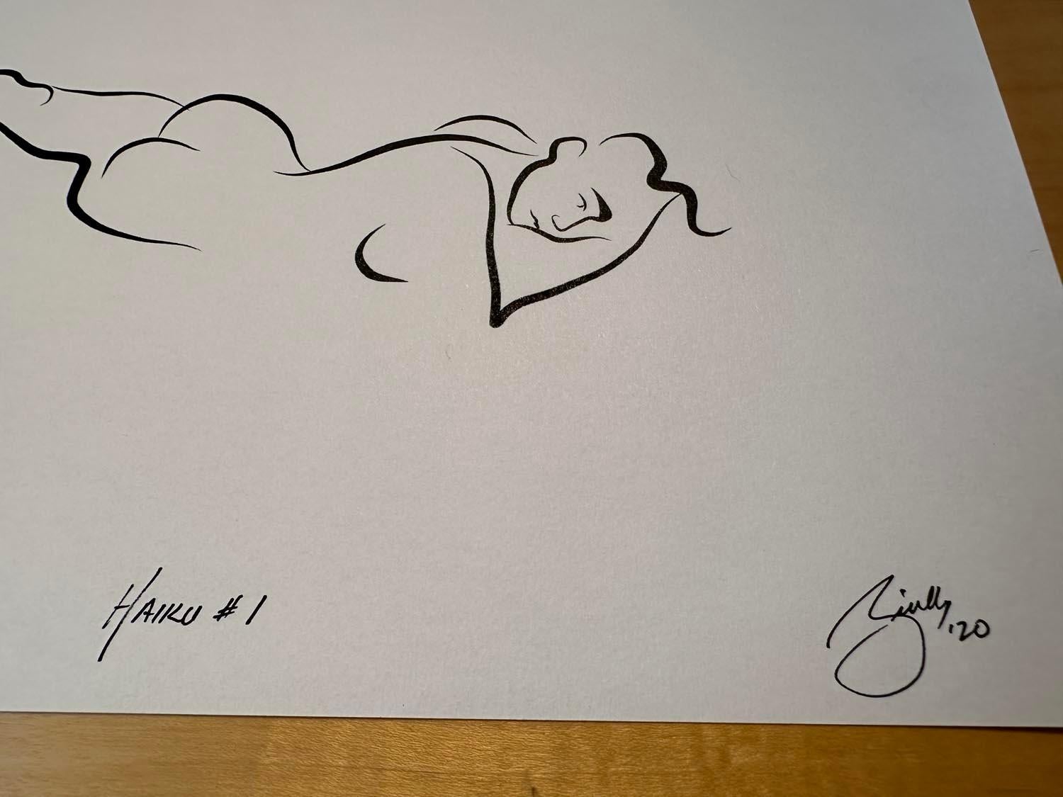 Haiku #1, 1/50 - Digital Vector Drawing Reclining Female Nude Woman Figure For Sale 1