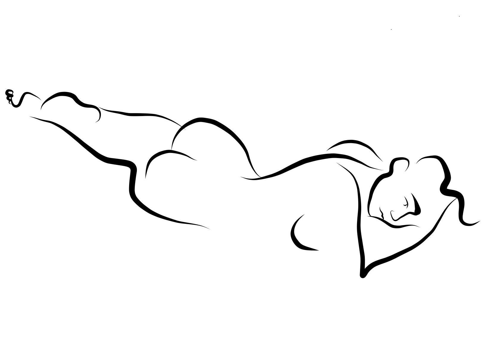 Haiku #1, 1/50   - Digital Vektor Zeichnung Liegende Weibliche Nackte Frau Figur