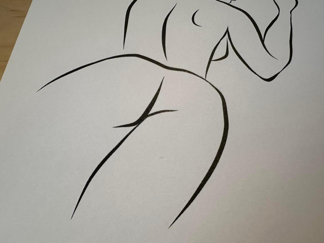 Haiku #10   - Digital Vector Drawing B&W Reclining Female Nude Woman Figure For Sale 2