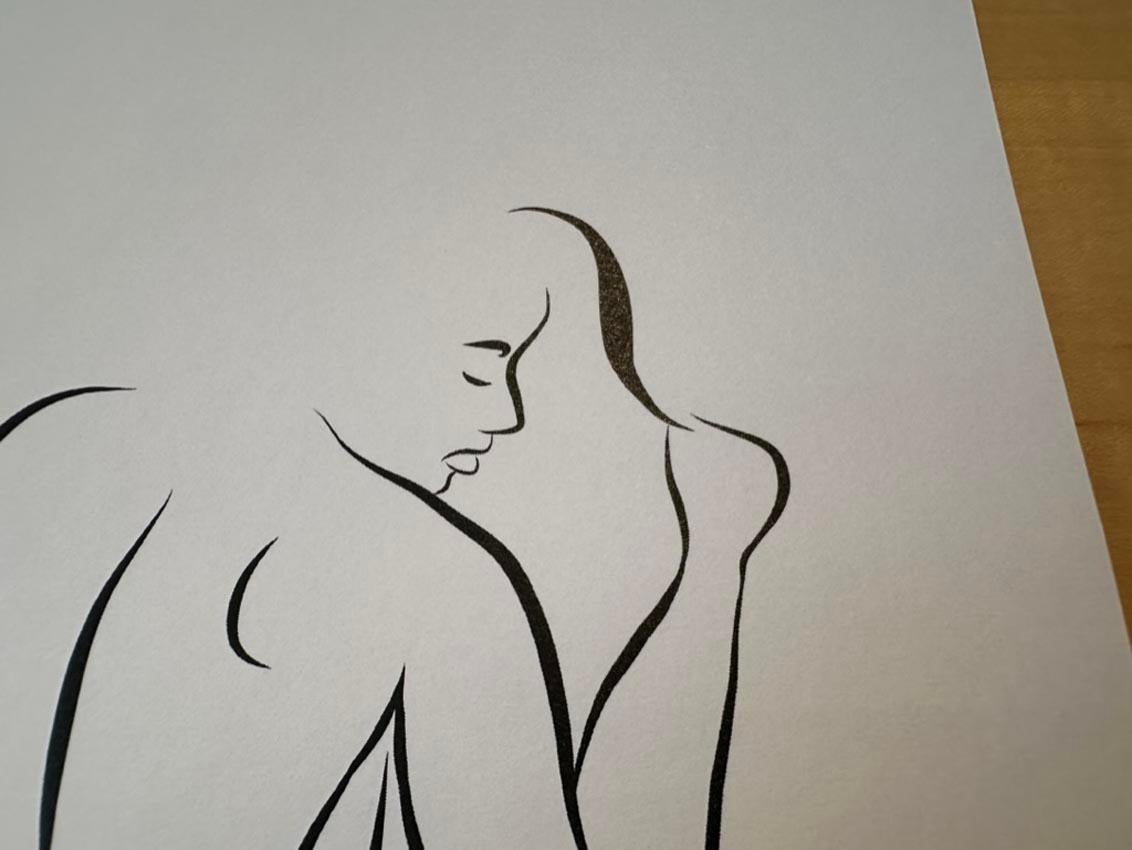 Haiku #10   - Digital Vector Drawing B&W Reclining Female Nude Woman Figure For Sale 3