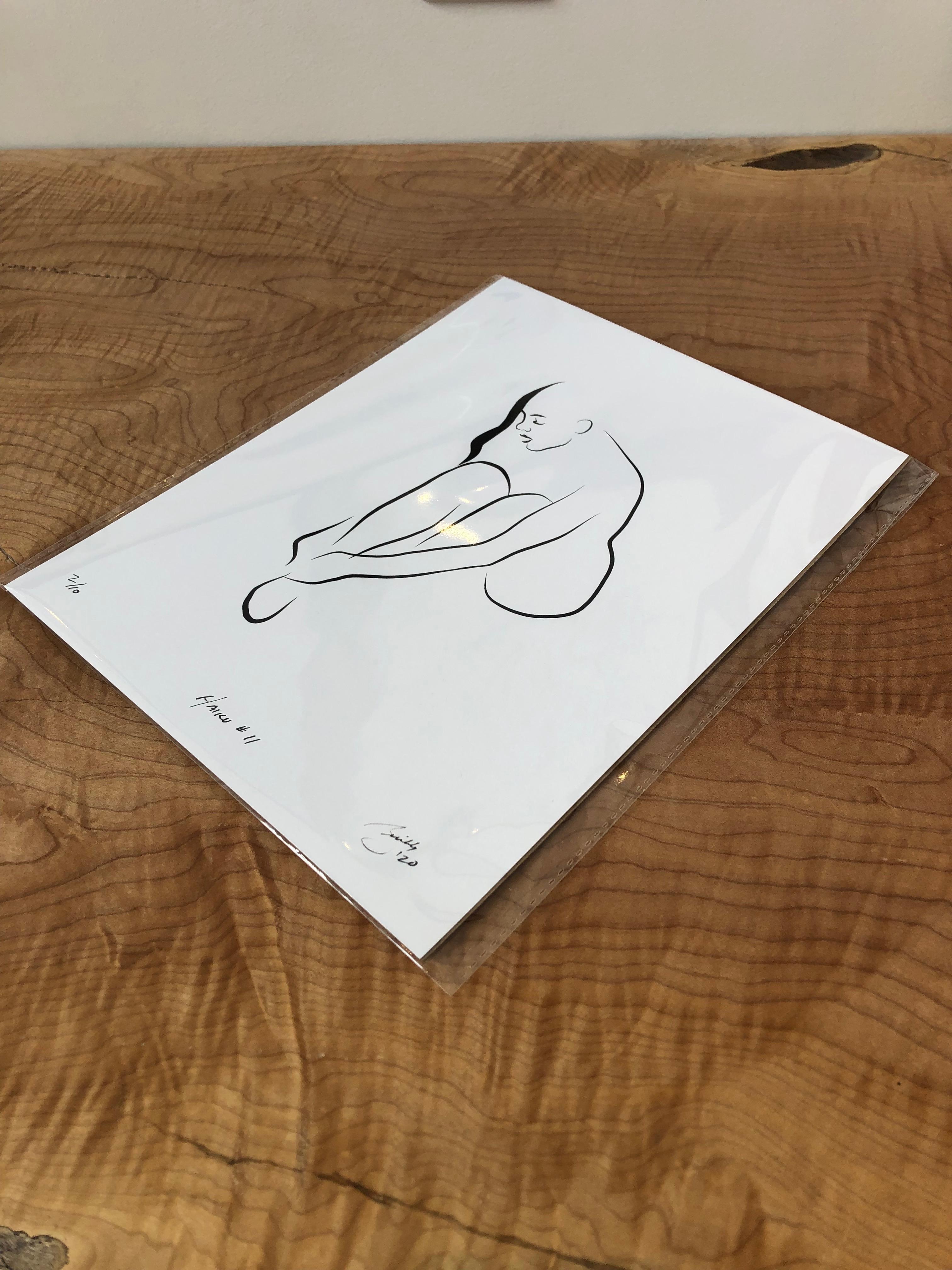 Haiku #11   - Digital Vector Drawing Female Nude Woman Figure Buckling Shoe - Print by Michael Binkley