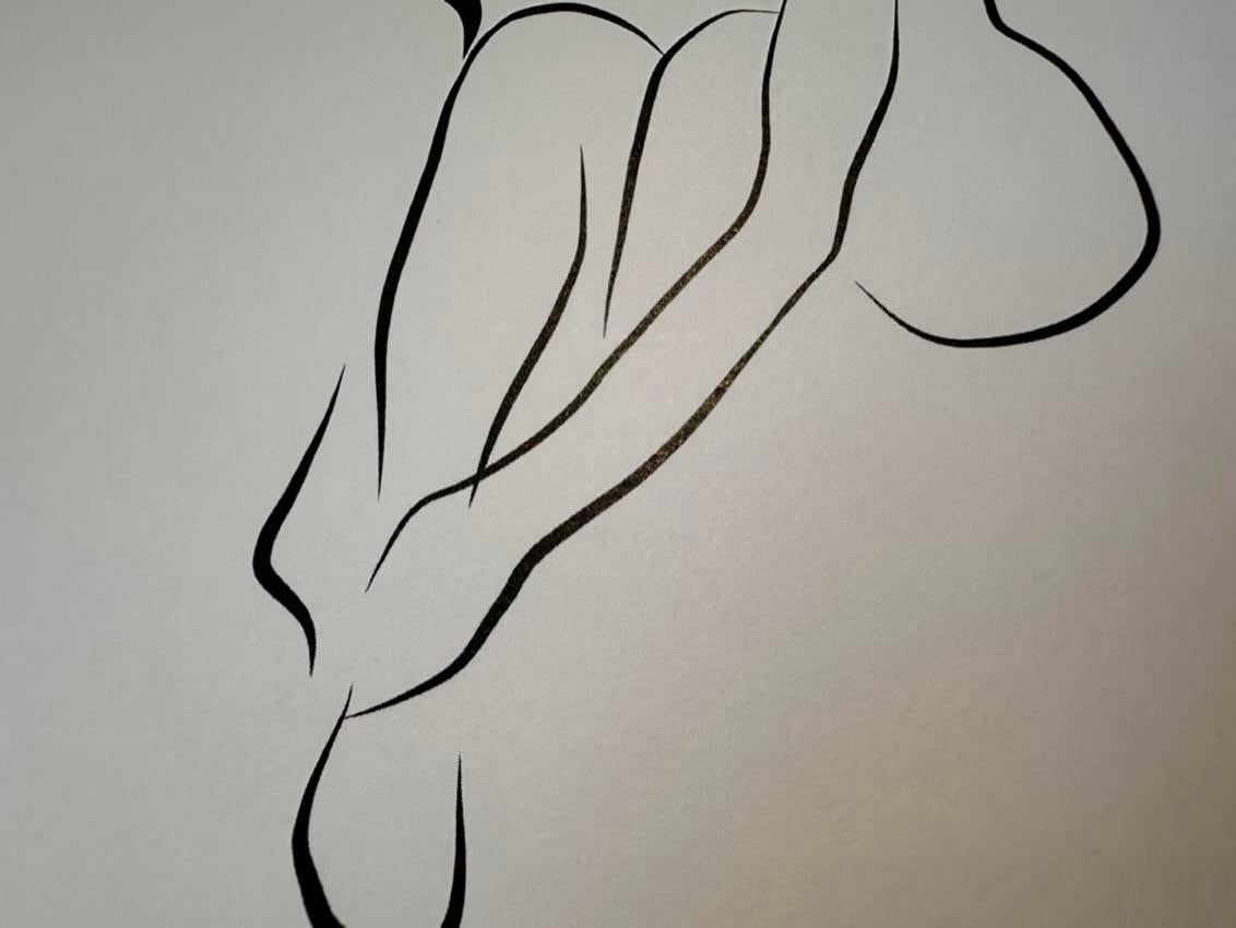 Haiku #11   - Digital Vector Drawing Female Nude Woman Figure Buckling Shoe For Sale 3