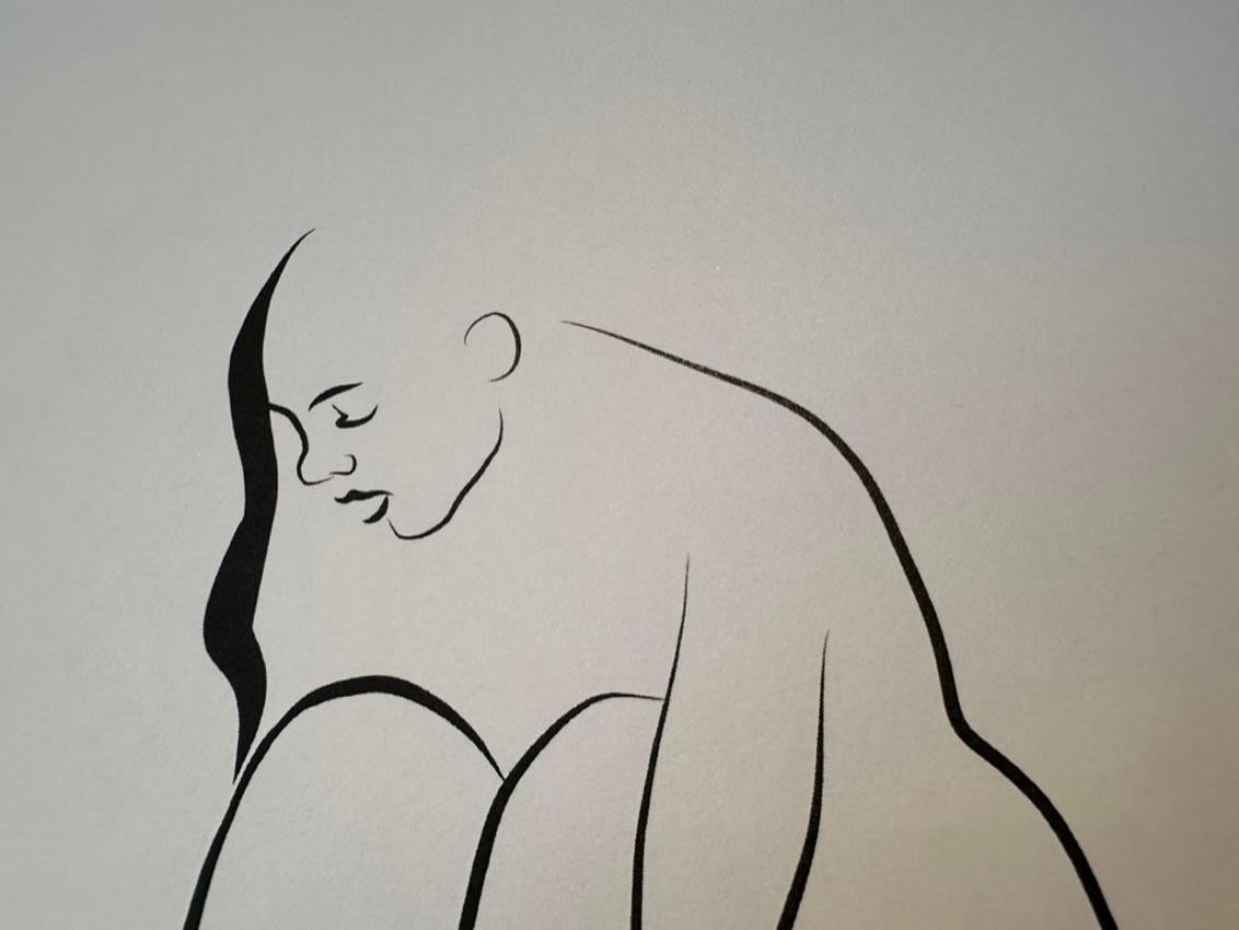 Haiku #11   - Digital Vector Drawing Female Nude Woman Figure Buckling Shoe For Sale 4