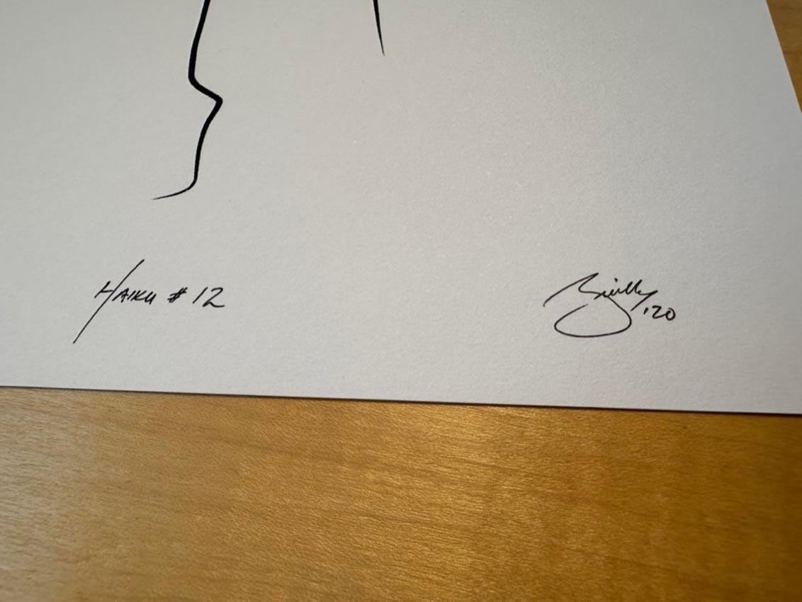 Haiku #12, 1/50  - Digital Vector Drawing B&W Walking Female Nude Woman Figure For Sale 1
