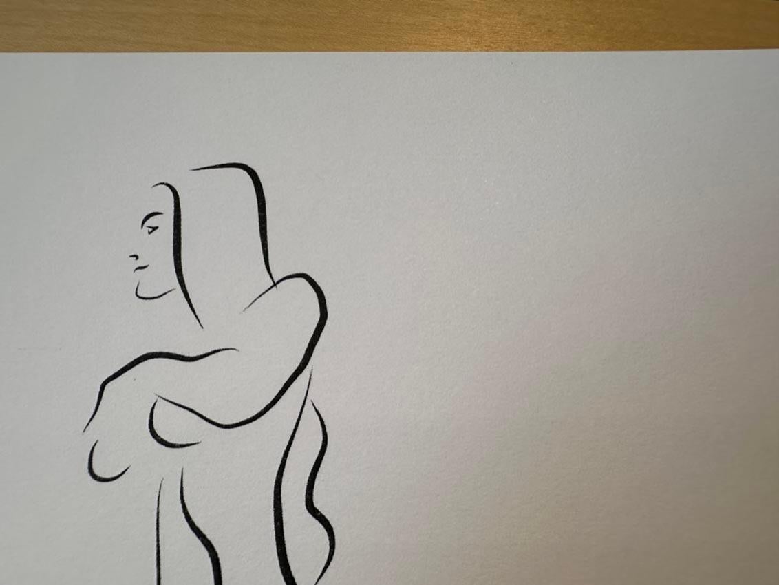 Haiku #12, 1/50  - Digital Vector Drawing B&W Walking Female Nude Woman Figure For Sale 3