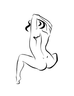 Haiku #13, 1/50 - Digital Vector Drawing Seated Female Nude Woman Figure