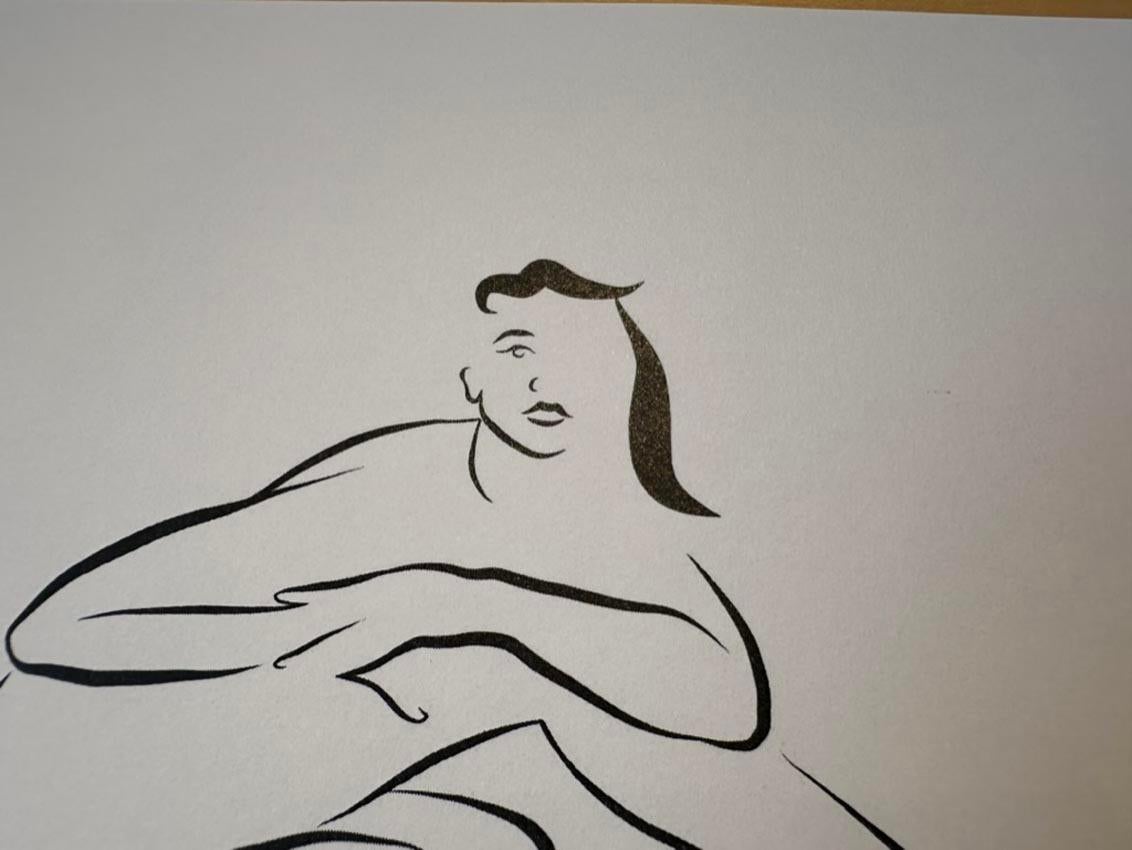 Haiku #14  - Digital Vector Drawing B&W Sitting Female Nude Woman Figure For Sale 3