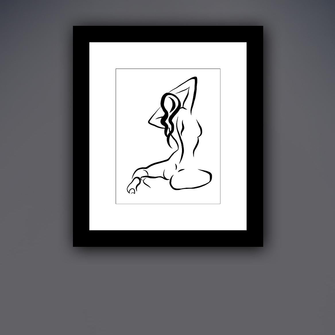 Haiku #17, 1/50 - Digital Vector Drawing of Seated Female Nude from Behind - Contemporary Print by Michael Binkley