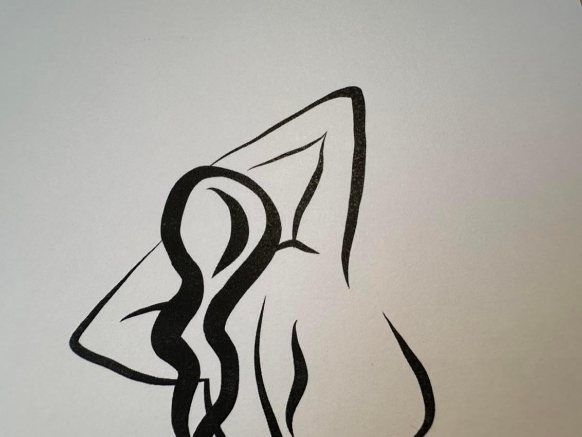 Haiku #17 - Digitale Vektor-Zeichnung eines sitzenden weiblichen Aktes von hinten im Angebot 3