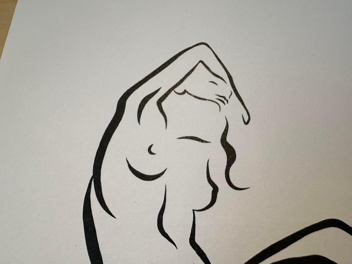 Haiku #18 - Digital Vector Drawing Seated Female Nude Woman Figure Arm Raised For Sale 3