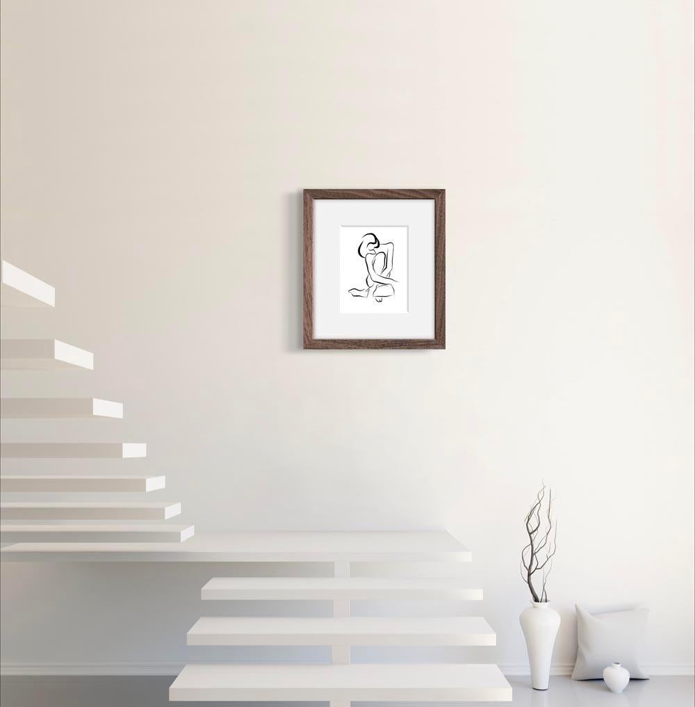 Haiku #19, 2/50 - Digitale Vector-Zeichnung B&W sitzende weibliche nackte weibliche Aktfigur, Figur im Angebot 8