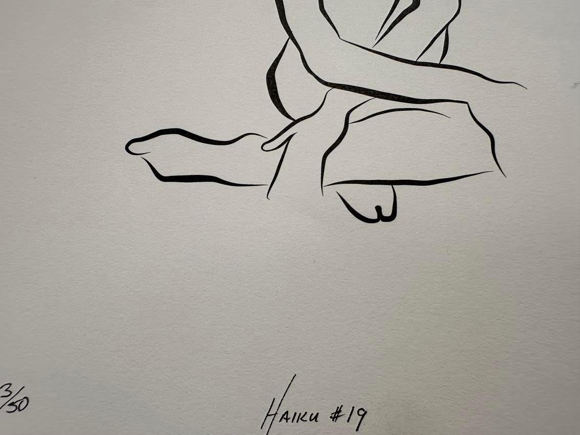Haiku #19, 2/50 - Digitale Vector-Zeichnung B&W sitzende weibliche nackte weibliche Aktfigur, Figur im Angebot 2